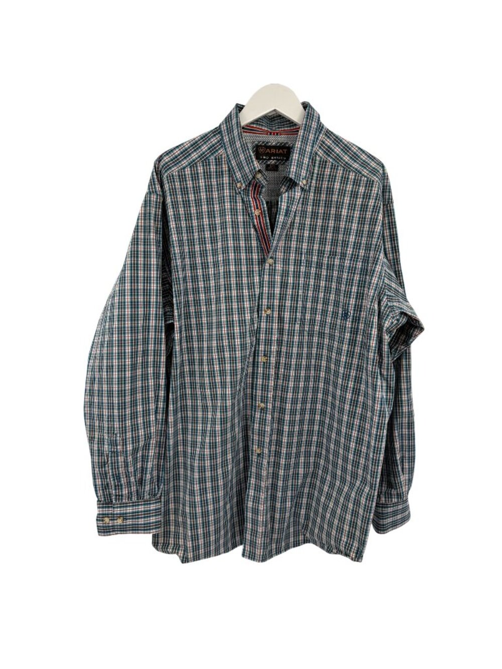 Ariat Pro Series plaid western button down shirt size XL Rodeo cowboy blue‎